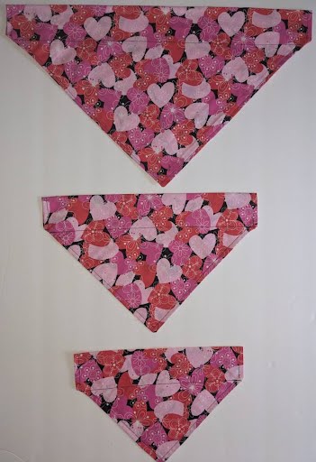 Valentines Hearts Collar Through Dog Bandana --FREE SHIPPING