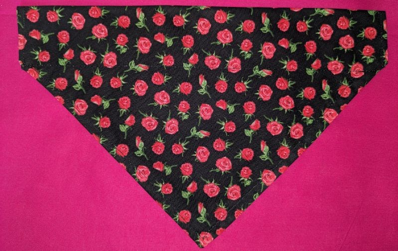 Red Roses Collar Through Dog Bandana --FREE SHIPPING