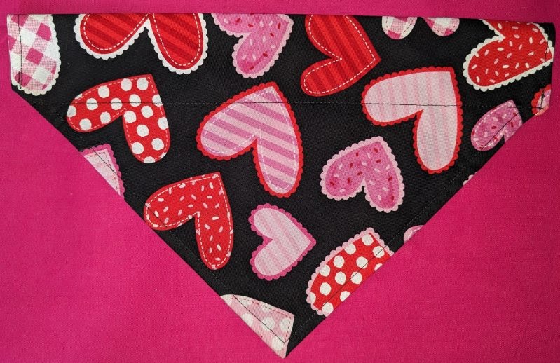 Textured Hearts Collar Through Dog Bandana --FREE SHIPPING