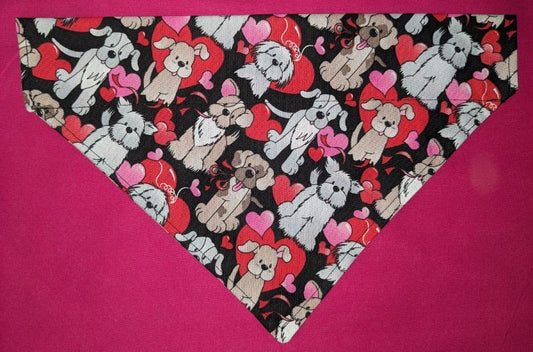 Valentine's Dog Collar Through Dog Bandana --FREE SHIPPING