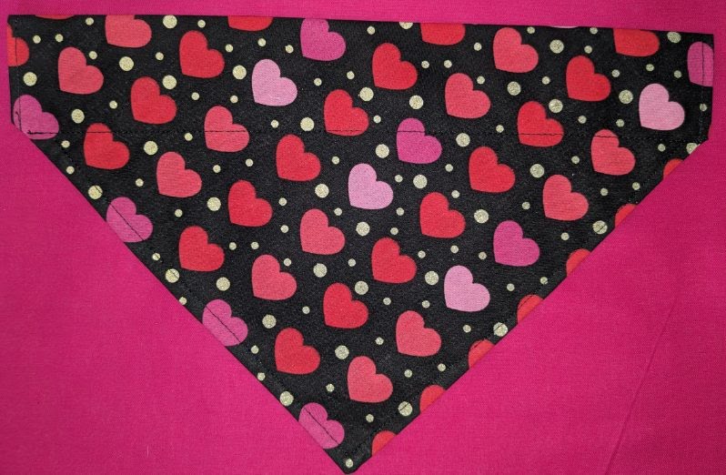 Hearts and Dots  Collar Through Dog Bandana --FREE SHIPPING