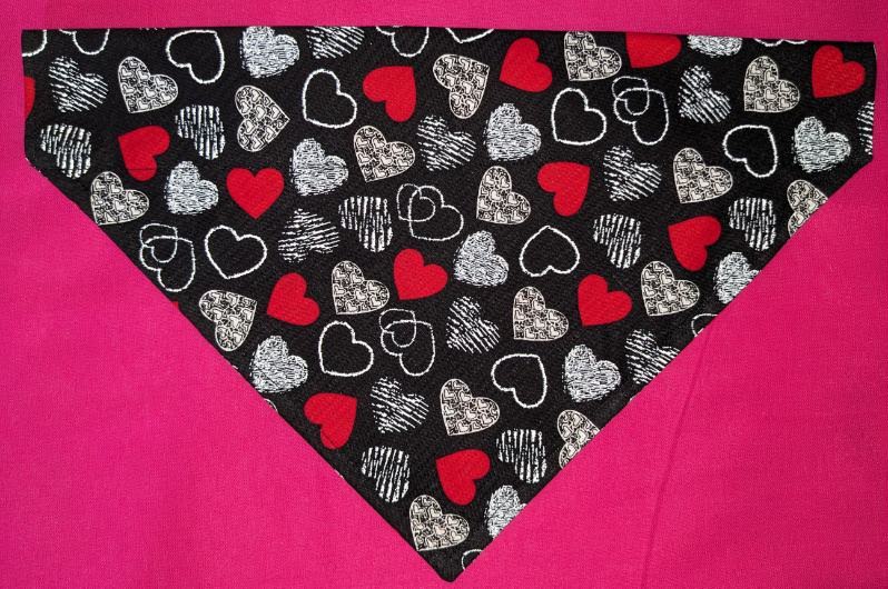 Etched Hearts Collar Through Dog Bandana --FREE SHIPPING