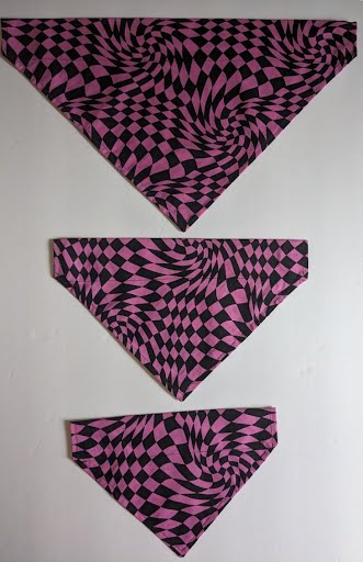 Checkered Illusion Collar Through Dog Bandana --FREE SHIPPING