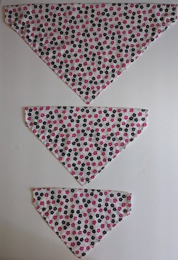 Pink and Black Flowers Collar Through Dog Bandana --FREE SHIPPING