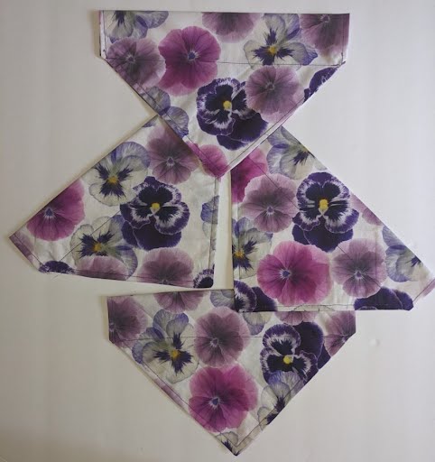 Purple Flowers Collar Through Dog Bandana --FREE SHIPPING