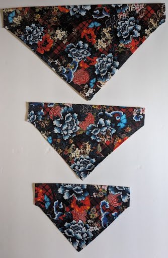 Blue and Red Floral Collar Through Dog Bandana --FREE SHIPPING