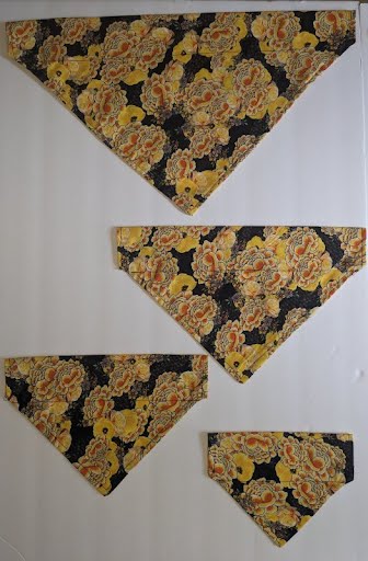 Yellow and Black Floral Collar Through Dog Bandana --FREE SHIPPING