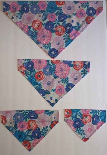 Blue Retro Floral Collar Through Dog Bandana --FREE SHIPPING